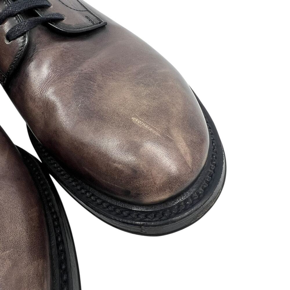 Prada Brown Leather Derby Dress Shoes Made in Italy Lace Up Minimalist Luxury 9 - Picture 12 of 14